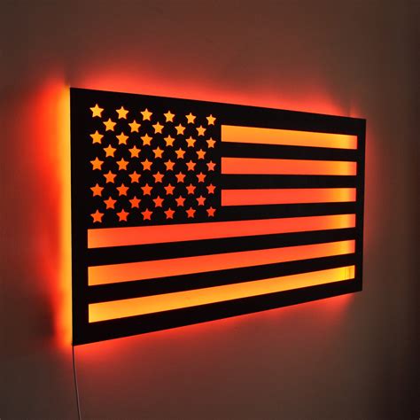 Led American Flag Sign Light Usa Flag Wall Art Patriotic Etsy