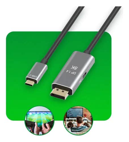 Cabo Usb Tipo C Para Displayport 4k 144hz E 8k Thunderbolt 3 Frete Grátis