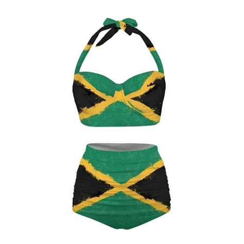 Netilgen Jamaica Flag Pattern Quick Dry Summer Beach Bathing Suit 2