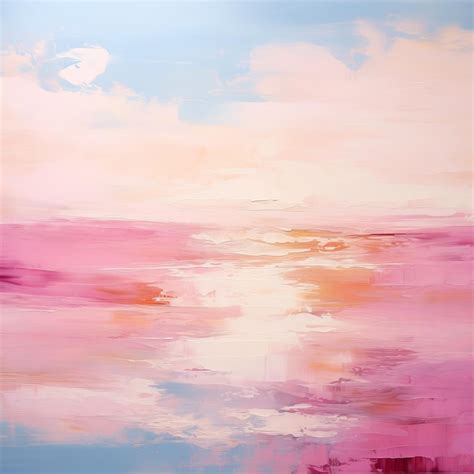 Pink Modernism Seascape Abstract Painting Premium Ai Generated Image