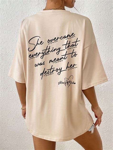 Shein Essnce Slogan Graphic Drop Shoulder Teei Discovered Amazing