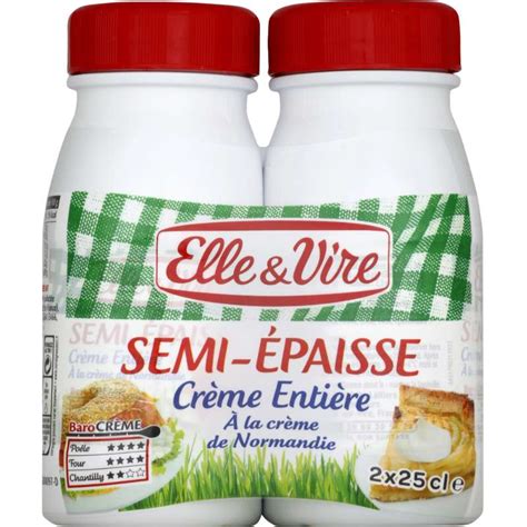 Crème entière semi épaisse 30 MG Elle Vire 2 x 25 cl La Belle