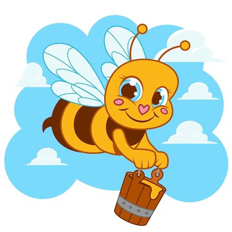 Ilustraci N De Abeja De Dibujos Animados Dibujados A Mano Vector Premium