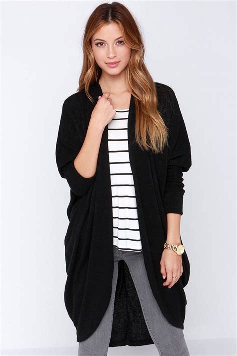 Black Cardigan Knit Cardigan Open Front Cardigan 38 00 Lulus