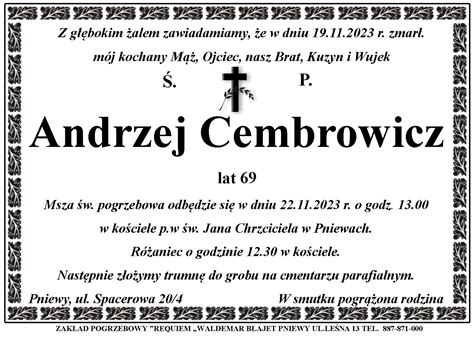 Nekrolog śp Andrzej Cembrowicz Fleet pl