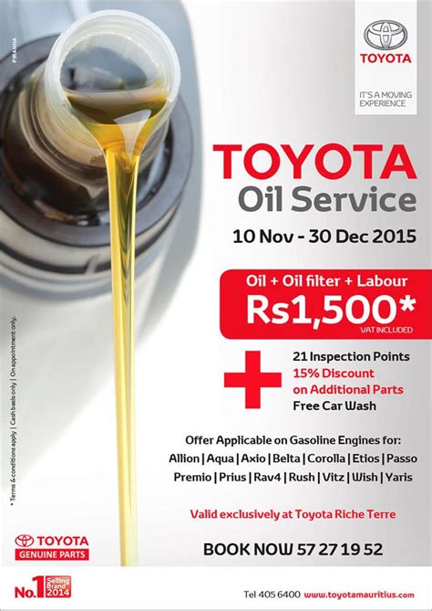 Toyota Mauritius Ltd Toyota Oil Service Is Back Tel 405 6400