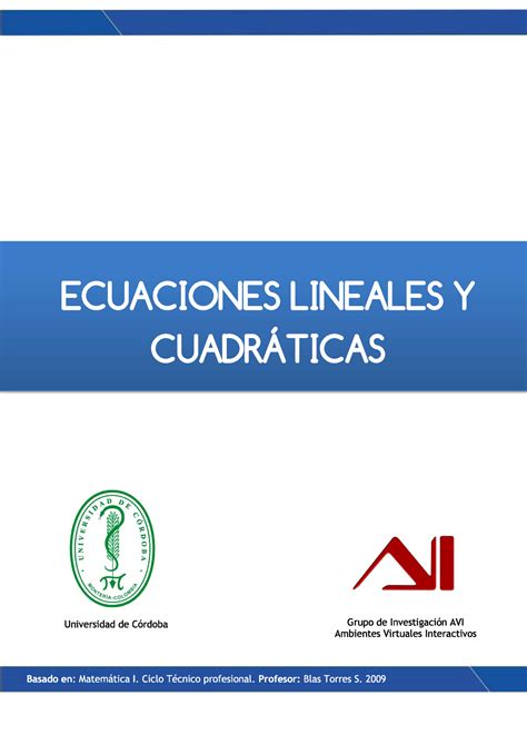 Ecuaciones Lineales Y Cuadraditas Algebra Lineal Uniminuto Studocu