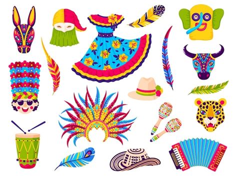 Premium Vector Barranquilla Carnival Holiday Objects For Party