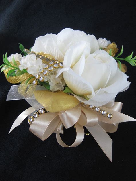 Wedding Bridesmaid Prom Champagne Gold Rhinestone Cream Rose Etsy