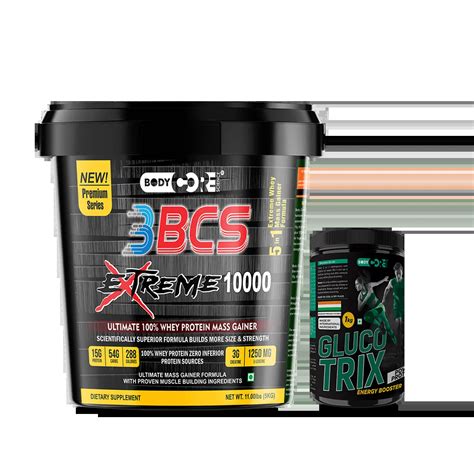 3 Bcs Extreme 10000 Ultimate Mass Gainer 5kg Bcs Glucotrix Energy Booster Body Core Science