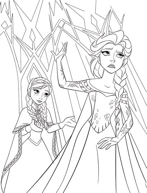 Walt Disney Coloring Pages Princess Anna Queen Elsa Walt Disney