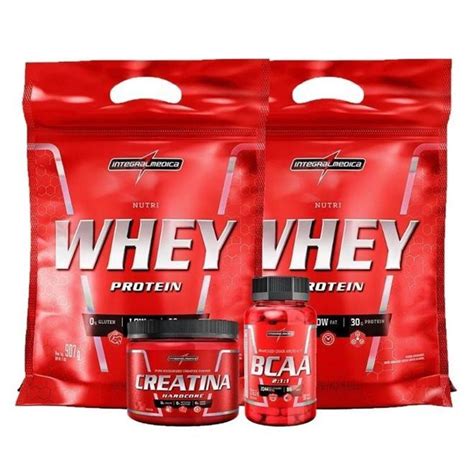 Kit 2x Nutri Whey 907g Refil Bcaa 90cap Creatina 150g Chocolate