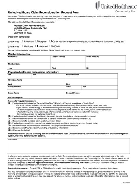 Uhc Medical Claim Form Claimforms Net