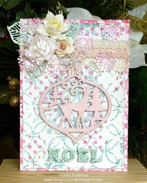 Mixed Media Christmas Card In Pink And Green