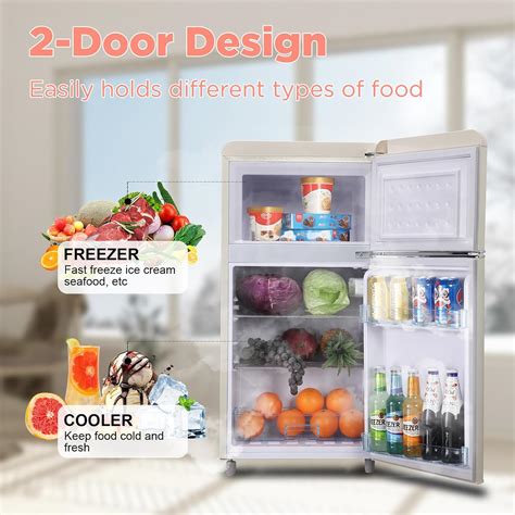 WANAI Small Refrigerator 3.5 Cu.Ft Dual Door Fridge With Freezer Mini