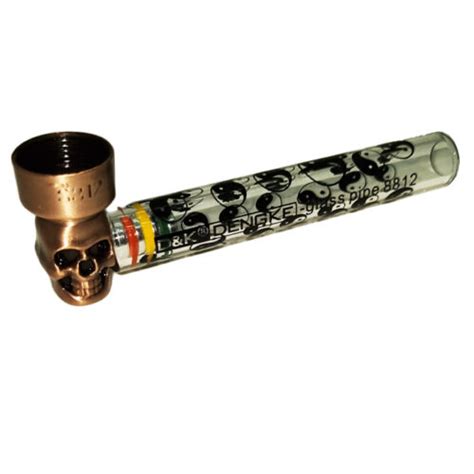 Pipa Calavera Metal Y Vidrio Recta Tomaco Grow Shop