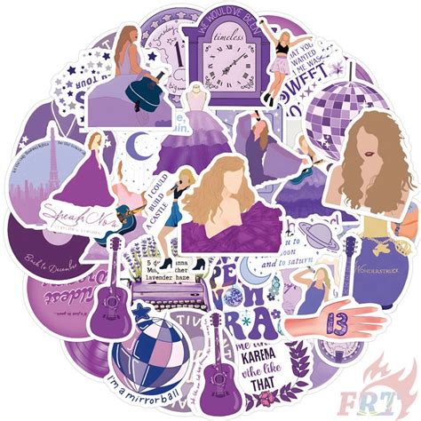 50pcs Set Ts Music Album Purple Lyrics Stickers Fashion Diy