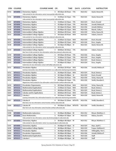 Wallace State Calendar - Printable Word Searches