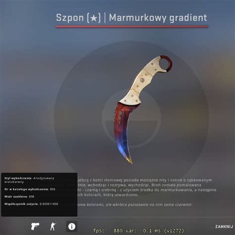 Skiny CS GO Kosa Nóż Szpon Marmurkowy Gradient FN Borek Stary Kup