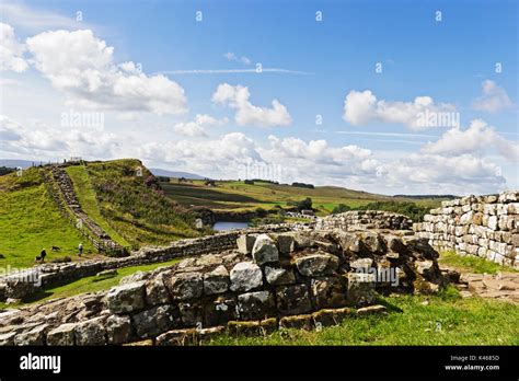 Looking From Milecastle On The Roman Or Hadrian S Wall Over