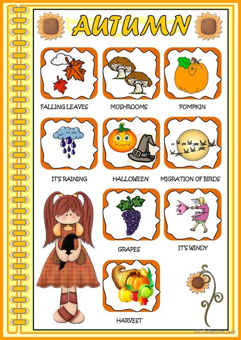 AUTUMN Pictionary Picture Dictionar English ESL Worksheets Pdf Doc