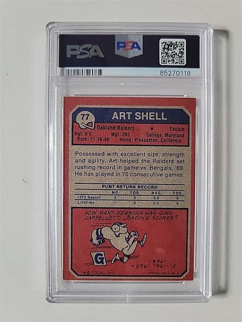 Topps Art Shell Psa Ex Mt Oakland Raiders Rc Hof Rookie Ebay