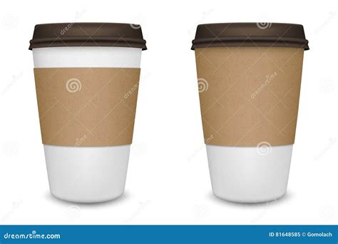 Realistic Blank Paper Coffee Cup Set On White Background Vector Design