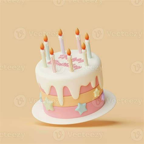 Birthday cake for celebration party, Happy Birthday, 3d illustration ...