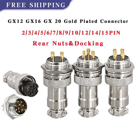 5 20 100 Sets GX12 GX16 GX20 Gold Plated Aviation Connector 2 3 4 5 6