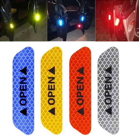 Car Door Stickers Safety Warning Sign Open Reflective Tape Motorcycle