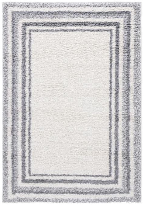 Safavieh Border Stripe Shag Bsp251F Ivory - Grey | Rug Studio