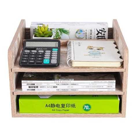 Snapklik Pag Wood Desktop File Organizer Office Phone Stand For