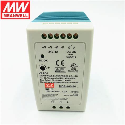 明纬MDR-100-24 100W 24V4A导轨安装电源开关电源
