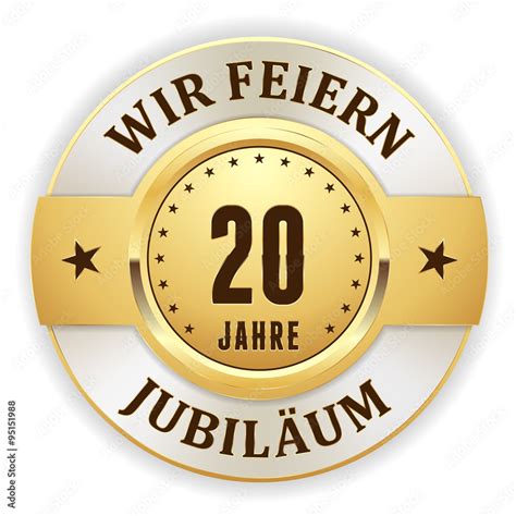 Goldener 20 Jahre Jubiläum Siegel vector de Stock Adobe Stock