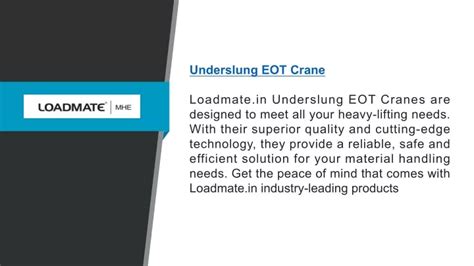 Ppt Underslung Eot Crane Loadmate In Powerpoint Presentation Free