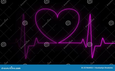 Light Glowing Neon Animation Pink Heart Line Heart Rhythm Heart Beat Pulse Abstract Heart