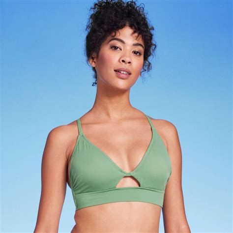 Women S Longline Cut Out Bikini Top Shade Shore Green 32B