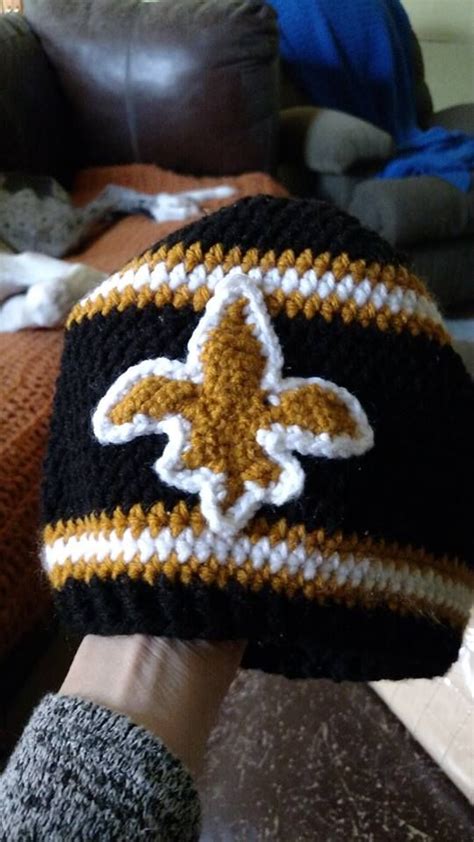 Crocheted New Orleans Saints hat Can be contacted on Etsy BohoHippieCrochet | Crochet cap ...