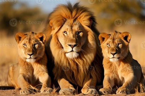 Majestic Lion Pride Resting Together - Natural Beauty. Generative by Ai ...