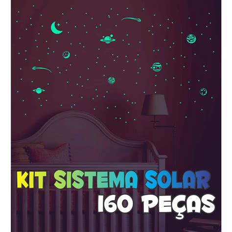 Adesivos Que Brilham No Escuro Kit Sistema Solar Pe As