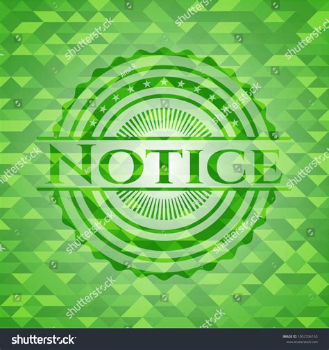 Notice Realistic Green Mosaic Emblem Royalty Free Stock Vector