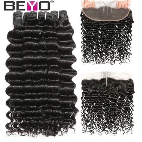 Deep Wave Bundles With Frontal Brazilian Hair Weave Bundles With