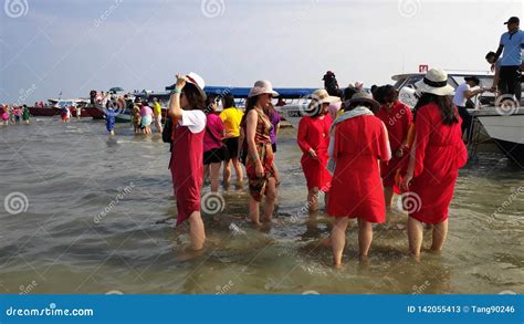 Visitors At Sasaran Beach Also Known As Sky Mirror Editorial Image ...