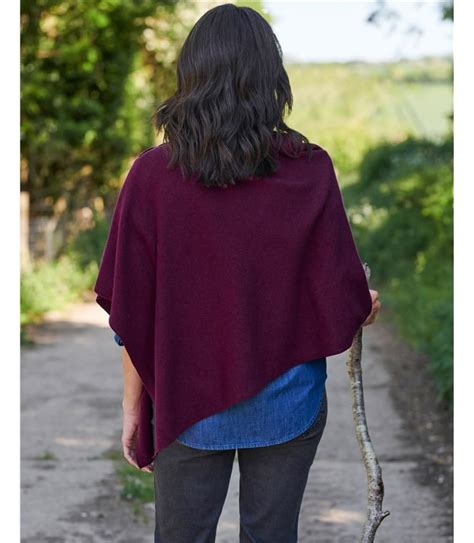 Velvet Cashmere Merino Blend Button Poncho Woolovers Us