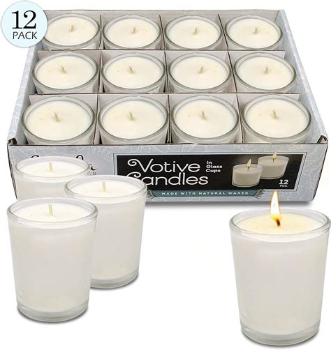 Hyoola Velas Votivas Blancas En Vidrio Paquete De 12 Velas Votivas