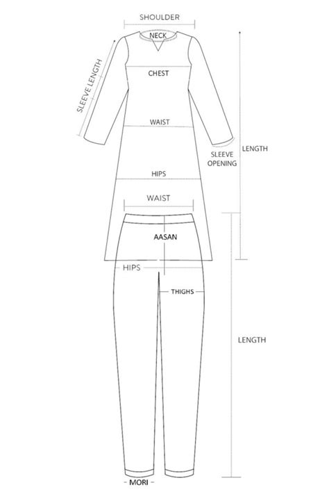 Kurta Pant Size Chart Kessa