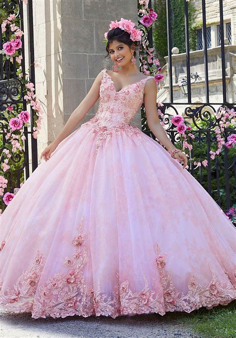 Crystal Beaded Floral Appliqu Quincea Era Dress Morilee Style