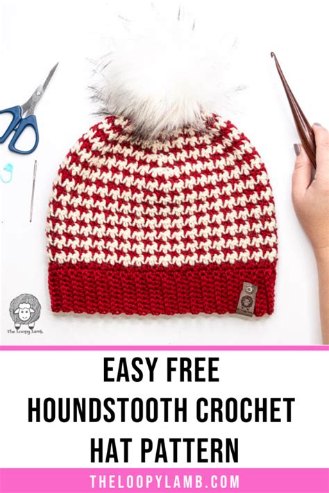 Easy Free Houndstooth Crochet Hat Pattern