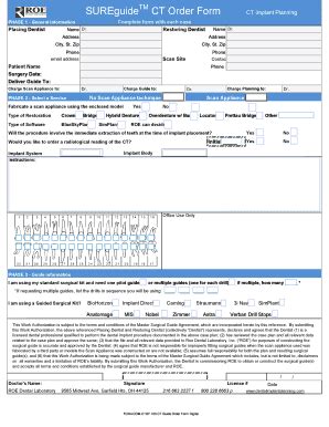 Fillable Online Sureguidetm Ct Order Form Ct Implant Planning Fax Email