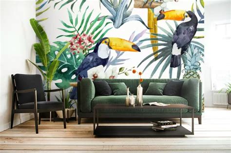 Papier Peint Tropical Toucans D Cor Mural Exotique